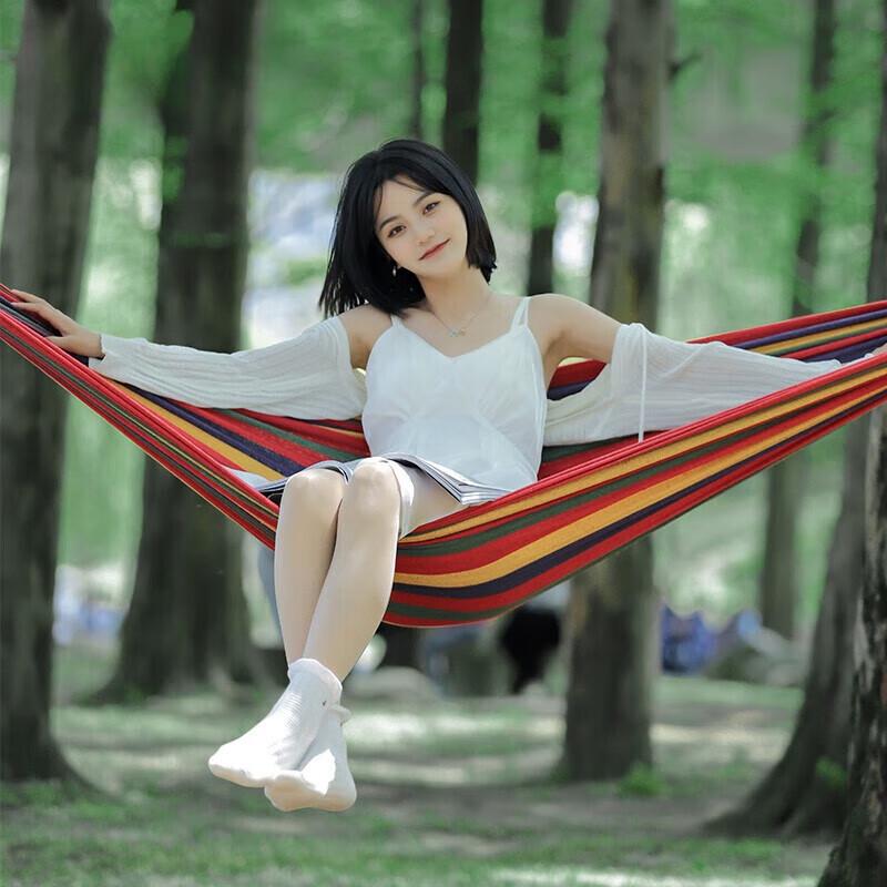 Deshangyuan Outdoor Camping Single Canvas Hammock