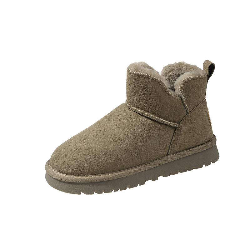 

Зимние женские ботинки из флиса 2024 года, утепленные короткие ботинки, обувь на платформе из бордового хлопка Northeast 35 армия зеленый