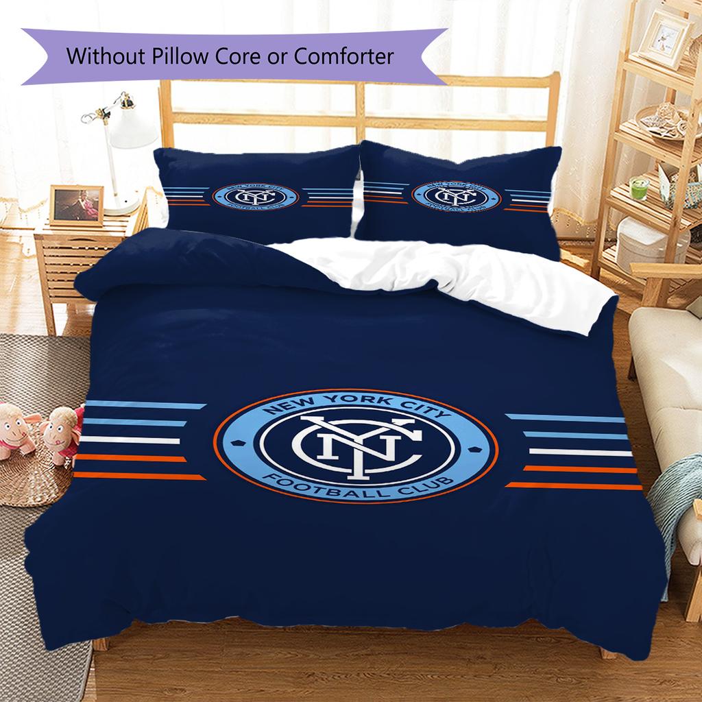 New York City FC Pattern Bedding Set Quilt Cover Pillowcase Home Decor Gift (1 * Duvet Cover + 2 * Pillowcase, Without Core)