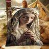Coperta artistica in flanella della Vergine Maria misericordiosa, 6 taglie, per divano, ufficio, pisolino, per tutte le stagioni, lavabile in lavatrice