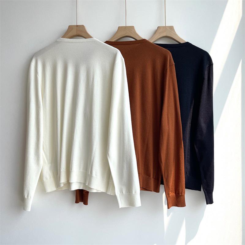 ER Brand Women's Solid Color Wool Cardigan: Thin Knit, Single-Breasted, Sun Protection.