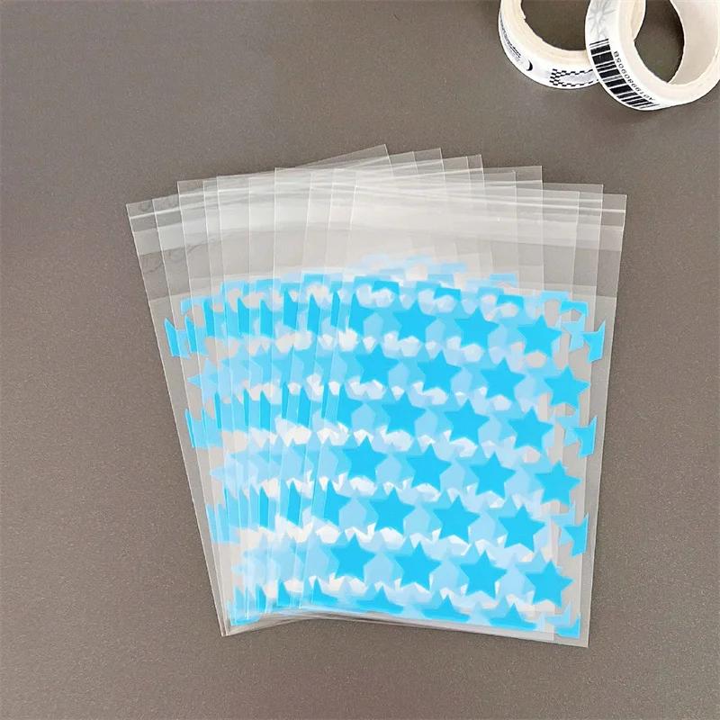 50-200 Pezzi Sacchetto Trasparente in PE a Forma di Stella per Gioielli Autoadesivo Porta Biglietti Caramelle Porta Foto Animazione Contenitore Periferico Sacchetto Regalo Vendita all'Ingrosso