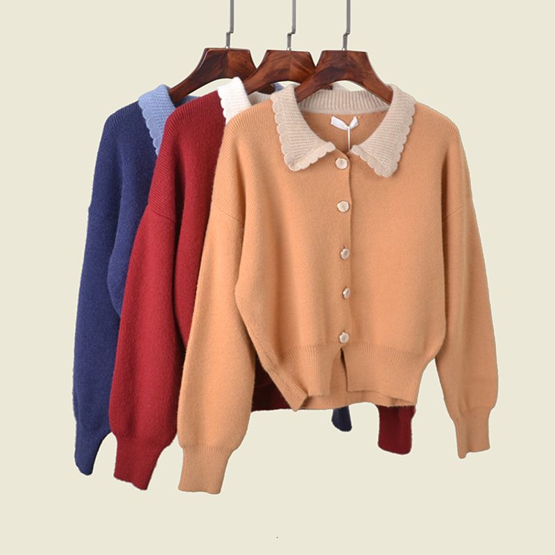 Bejirog Korean Style 28 Single-Breasted Doll Collar Cardigan