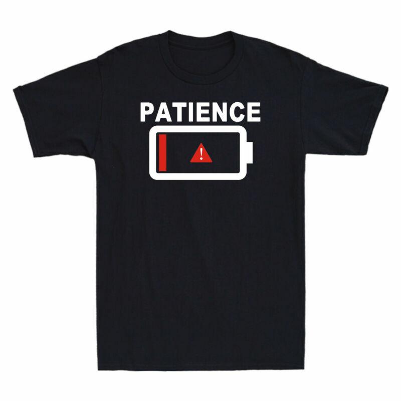 For Shirt Funny Battery T-Shirt Casual Graphic Low Design Patience Tee Dad Unisex T-Shirt M
