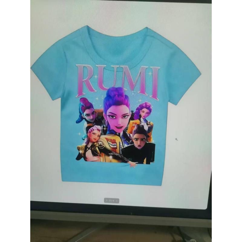 Demon Hunters Cartoon Tiger Printed T-shirt Harajuku Round Neck Casual Short Sleeve Summer Woman Top Casual Clothing Tops