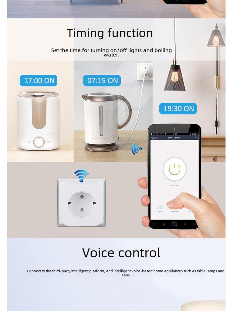 Tuya WiFi & Bluetooth Smart Socket with Alexa Voice Control & Mobile App Remote
