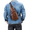 Men Top Grain Genuine Leather Crossbody Chest Sling Bag Multifunctional Daily Travel Shoulder Waist Purse
