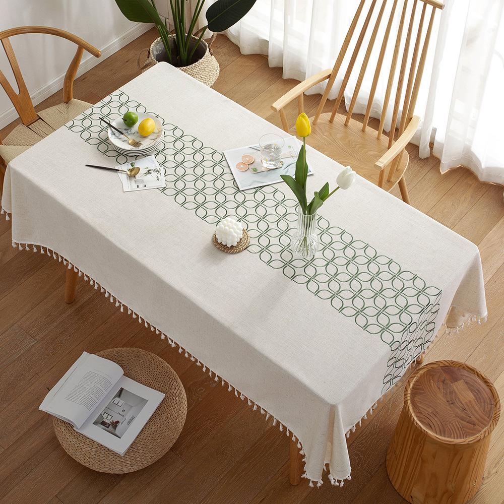 Henggang Tablecloth Cotton And Linen Table Flag Four-Leaf Clover Coffee Table Cloth Rectangular Tablecloth