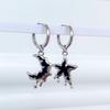 Gothic Y2K Liquid Metal Black Star Moon Pendant Hoop Earrings for Women Men Hip-hop Punk Celestial Dangle Earrings Jewelry Gifts