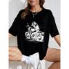 White Oversized T Shirt With Motorcycle Rider Graphic For Casual Wear