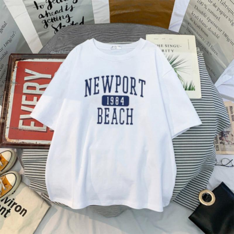 

Летняя свободная повседневная рубашка из чистого хлопка с круглым вырезом и короткими рукавами для женщин Футболки женские XXXL