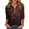 Women's T Shirt Print Button 3/4 Sleeve Daily Weekend Fashion Basic V- Neck Regular Top