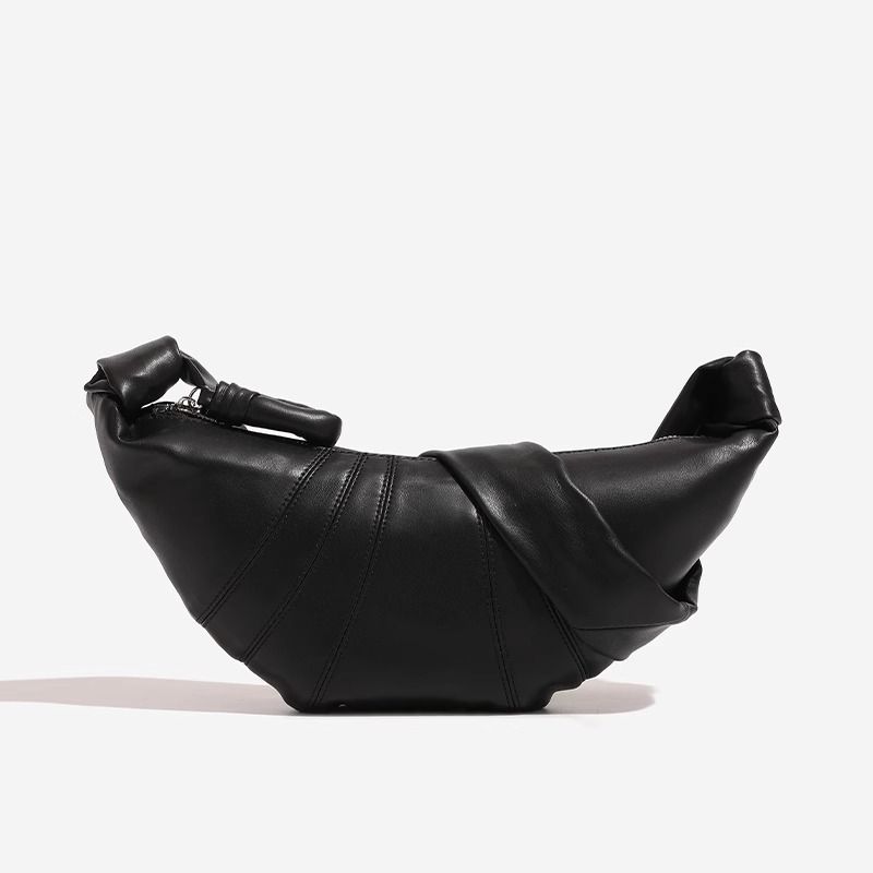 

Niche Design Can Be Praised Croissant Women 2025 New Sheepskin Texture Light Luxury Dumplings Shoulder Messenger Bag Lazy Bag Black small size