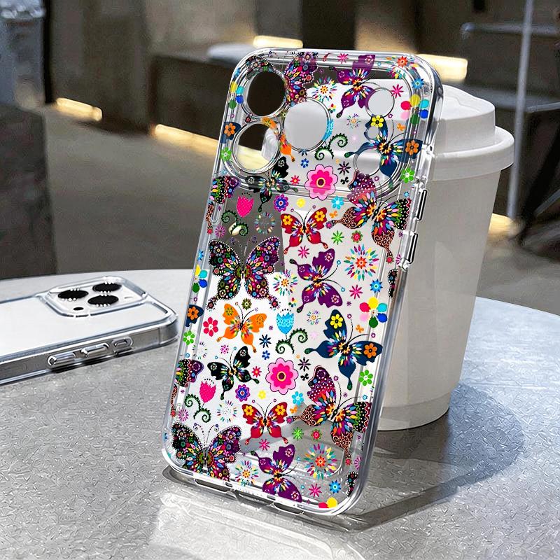 Colorful Butterfly Pattern Soft Case For iPhone 17e 17 16 15 14 13 Pro Max 17 Pro 16e 12 11 Transparent Shockproof Phone Cover