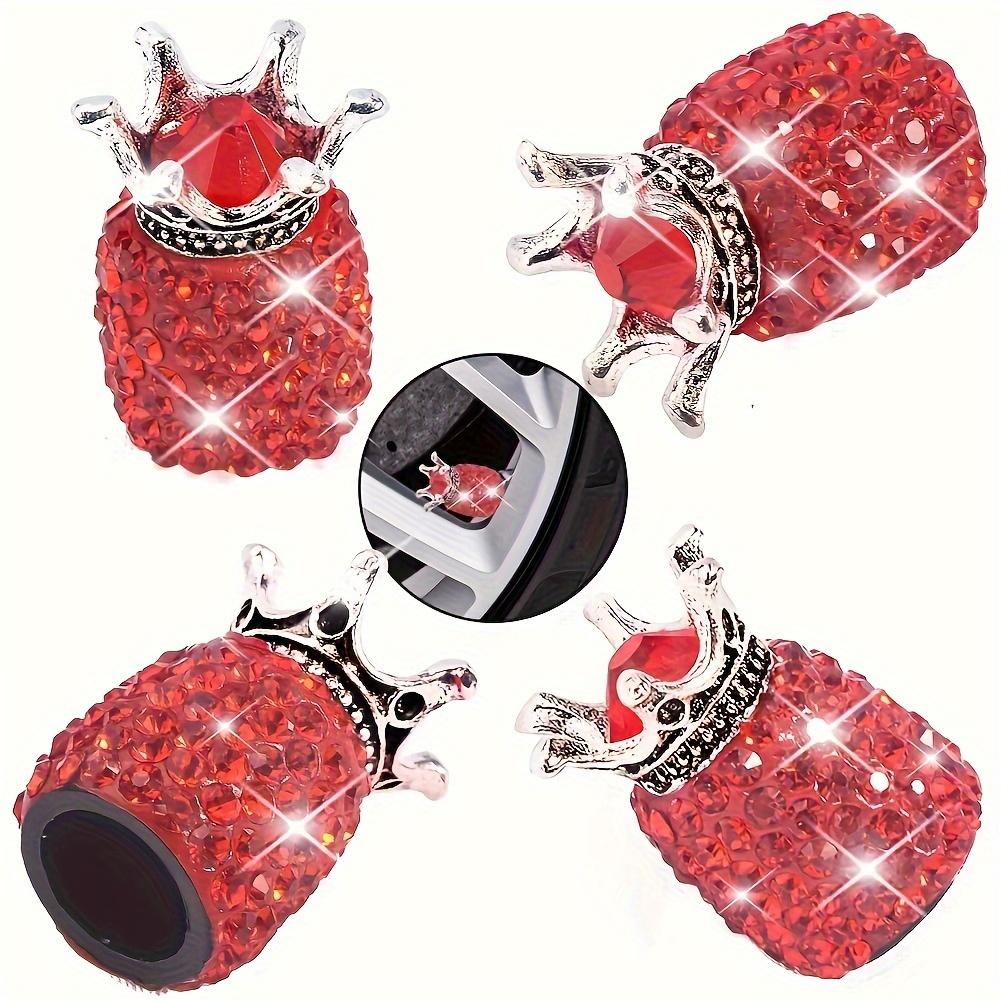 4PCS Creative Diamond Inlaid Automotive Valve Core New Car Crown Tire Cap General Motors
