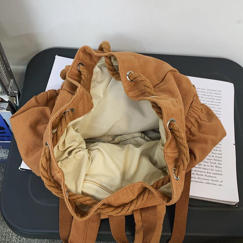 Trendiger Damen-Canvas-Rucksack mit Kordelzug - Cool, stilvoll, schlichtes Design für Studentinnen