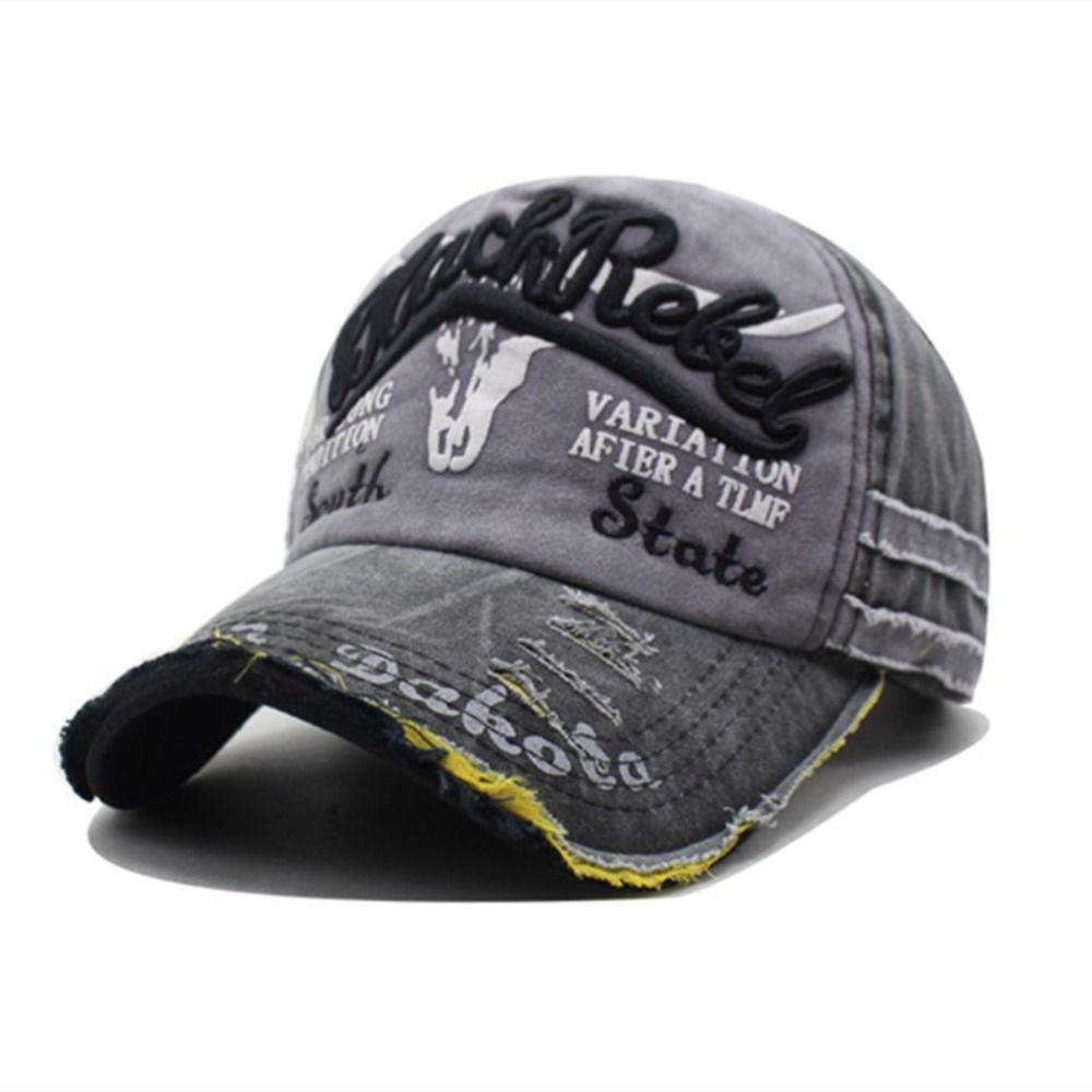 Adjustable Distressed Faded Cap Cow Head Pattern Sunscreen Hats For Man Women Outdoor Sports