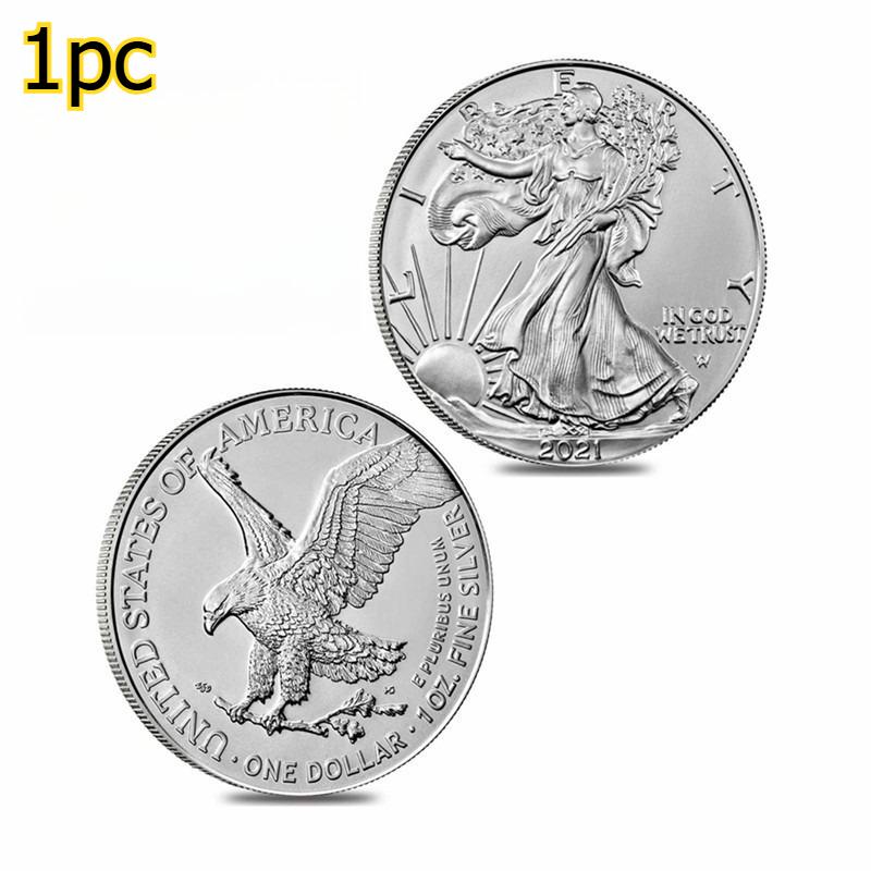 

1 шт. Имитация серебряной монеты Дизайн «Расправляющий орёл» Круглая памятная монета Коллекционная сувенирная монета для украшения Коллекция