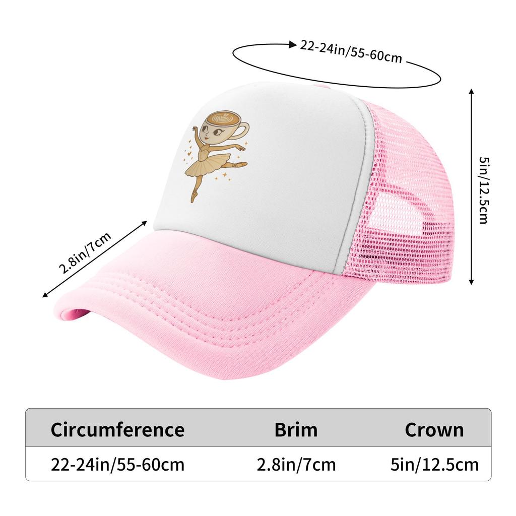Ballerina Cappuccina Italian Brainrot Meme Trucker Hat Unisex Women Hat Sun Hat Racing Cap Polyester Mesh Baseball Cap Summer