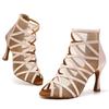 Sexy High Heels Adult Women Dance Boots Mesh Salsa Tango Latin Dance Modern Ballroom Dancing Shoes Heeled 9CM