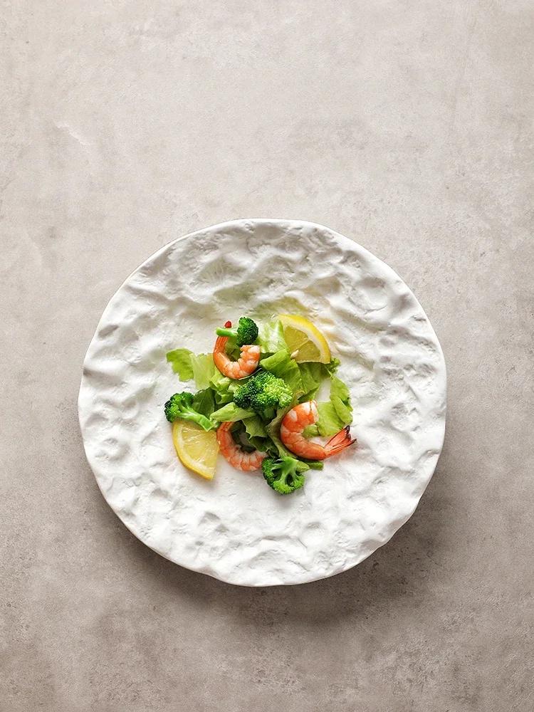 Salad plate commercial cold dish irregular tableware hotel pwestern food plate ceramic dessert plate oblique mouth