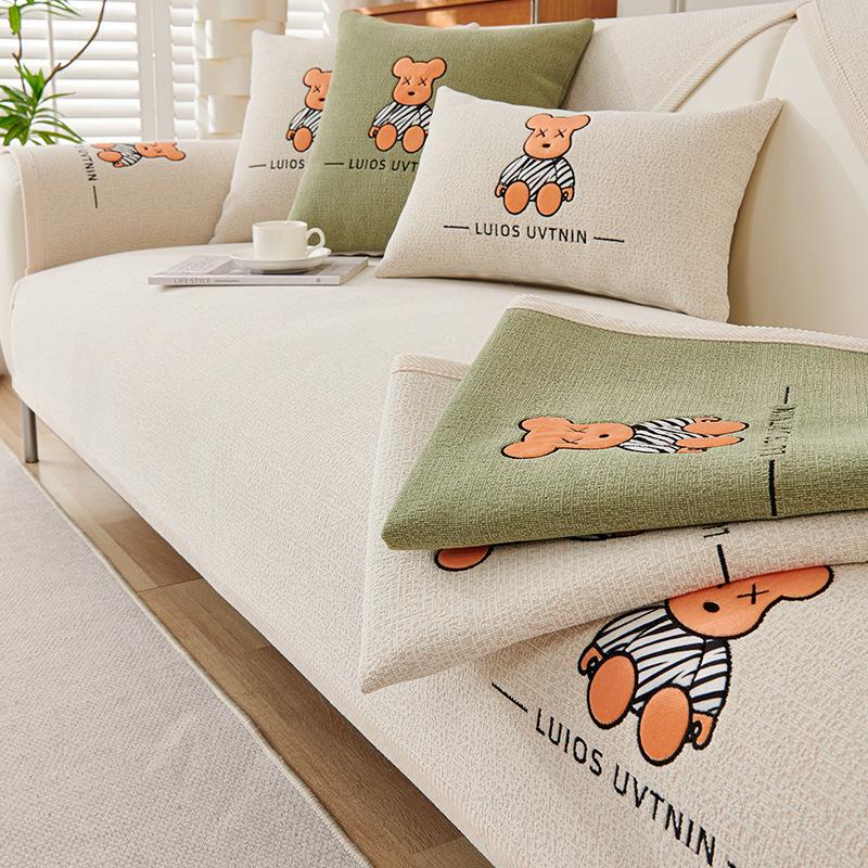Sofa Cushion, Universal Fabric for Living Room, Chenille Embroidery, Nordic Simple Cushion, Sofa Cover, Cloth Towel