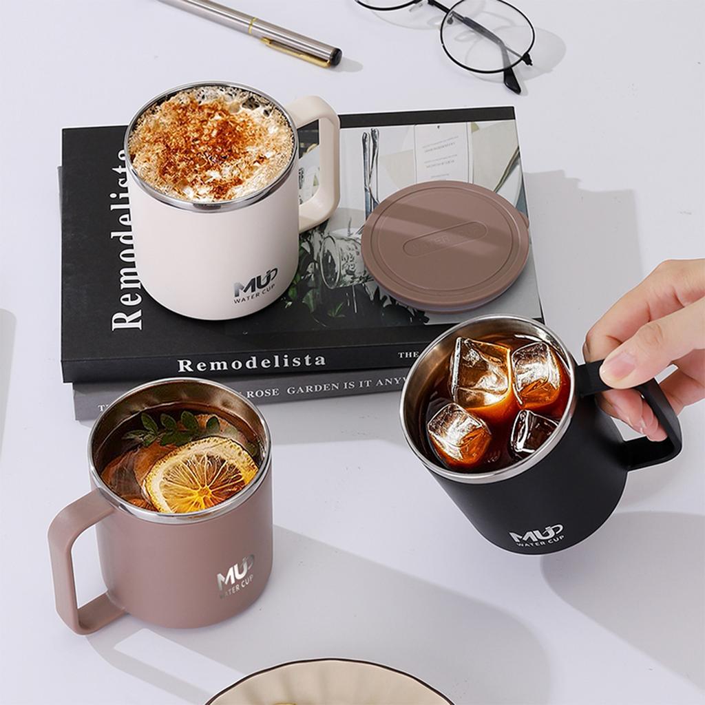 400ML Portable Insulated Mug 304 Stainless Steel Coffee Cup With Handle Cold And Hot Resistant Drinking Cup For Student Adult