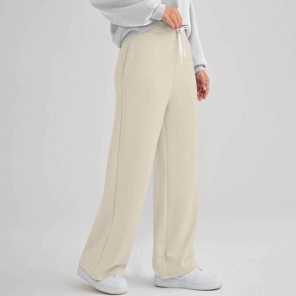 Women's Sports Fitness Pants Casual Loose High Waist Pants Drawstring Jogging Pants Women's Straight Leg Wide Leg Pants Casual Pants Yoga Pants