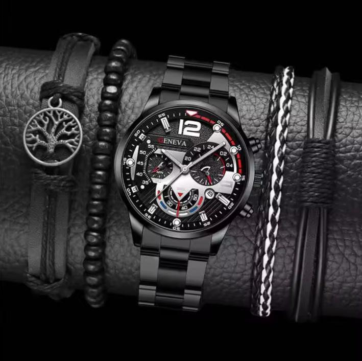 New Suit Fashion Business Calendar Watch Men'S Steel Belt Watch Watch Business Explosion Bracelet Men'S Watch