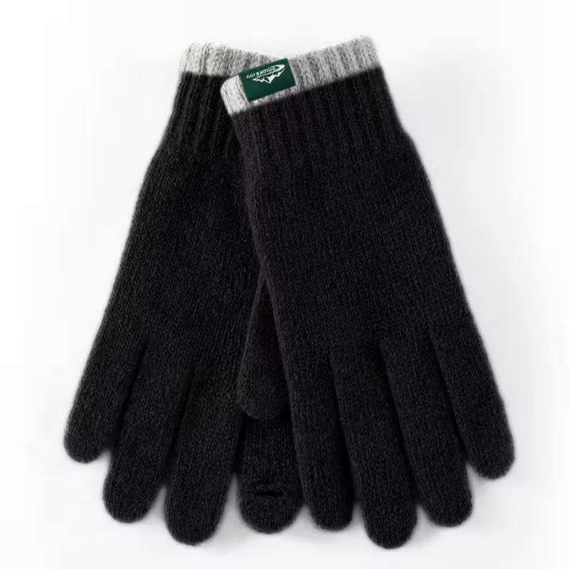 

Шерстяные вязаные сенсорные перчатки для женщин - Повседневный стиль, полнопалые, цветные блоки, эластичные чёрный