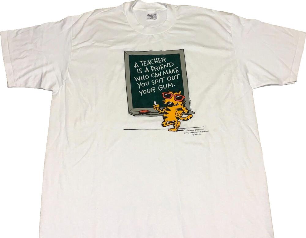 Rare! Vintage 1980s A Teacher Is A Friend Chalkboard Humor Funny T-Shirt New! LG Unisex T-Shirt S