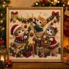 Handmade DIY Pearl Bead Art Kit Cartoon Cat Santa Crystal Painting Set Christmas Decor  Winter