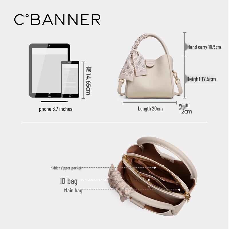 C.BANNER Women's First-Layer Cowhide Handbag Shoulder Crossbody Bag