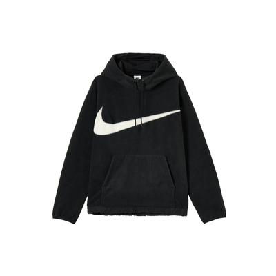 Felpa con cappuccio Club Fleece con tasca a marsupio a contrasto e logo stampato Uomo Felpa Nera DQ4897-010