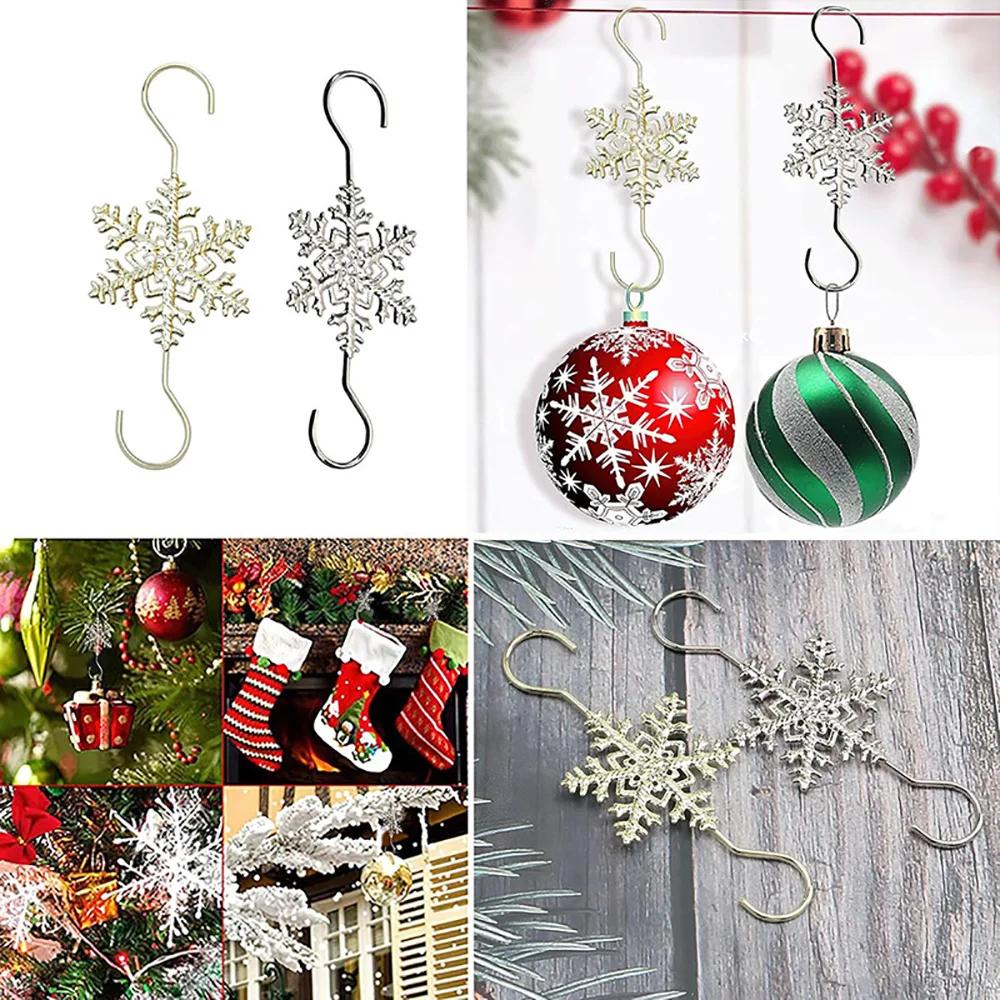 Runtow 10pcs Christmas Snowflake Hook 2025 Merry Christmas Decor for Home Christmas Tree Ornaments Xmas Navidad Gifts New Year