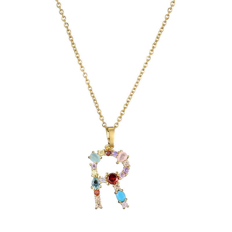 Catena Personalizzata per Clavicola Hip-hop: Collana con Ciondolo Alfabeto in Rame e Zircone