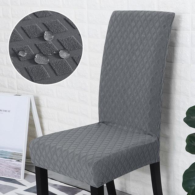 

Вязаный однотонный чехол для стула, мебели, эластичный чехол на сиденье для семейного ресторана, кафе, Sarung Kerusi Meja Makan для стульев, кухни, отеля, для дома 1-Pcs серый