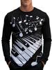 T-shirt Strumenti Musicali da Uomo Chitarra Pianoforte Stampa 3D Manica Lunga Tee Harajuku Y2k Tee Streetwear Top Oversize Abbigliamento Uomo