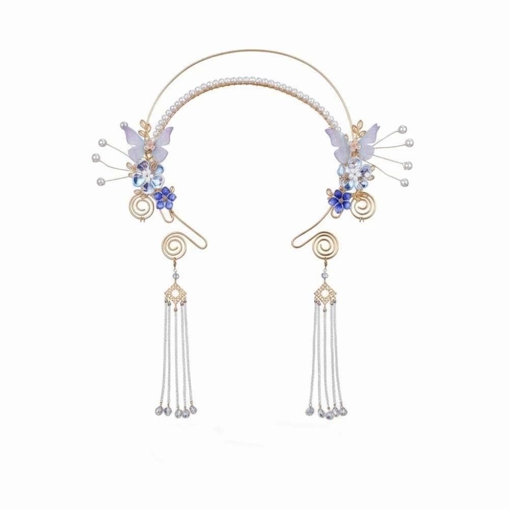 Crystal Chinese Ancient Hairband Beads Swaying Fairy Headwear Hanfu Tassel Hair Hoop  Cheongsam