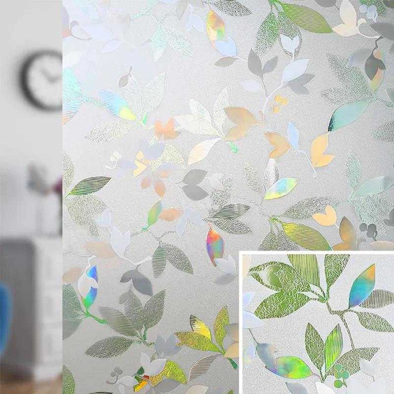 Window Privacy Film Static Window Clings Vinyl 3D Window Decals Window Stickers Rainbow Window Film for Glass Door Heat Anti UV