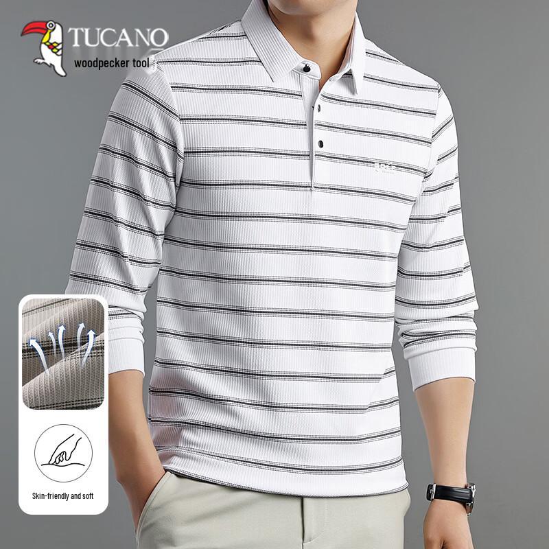 TUCANO Men's Striped Ice Silk Polo Shirt