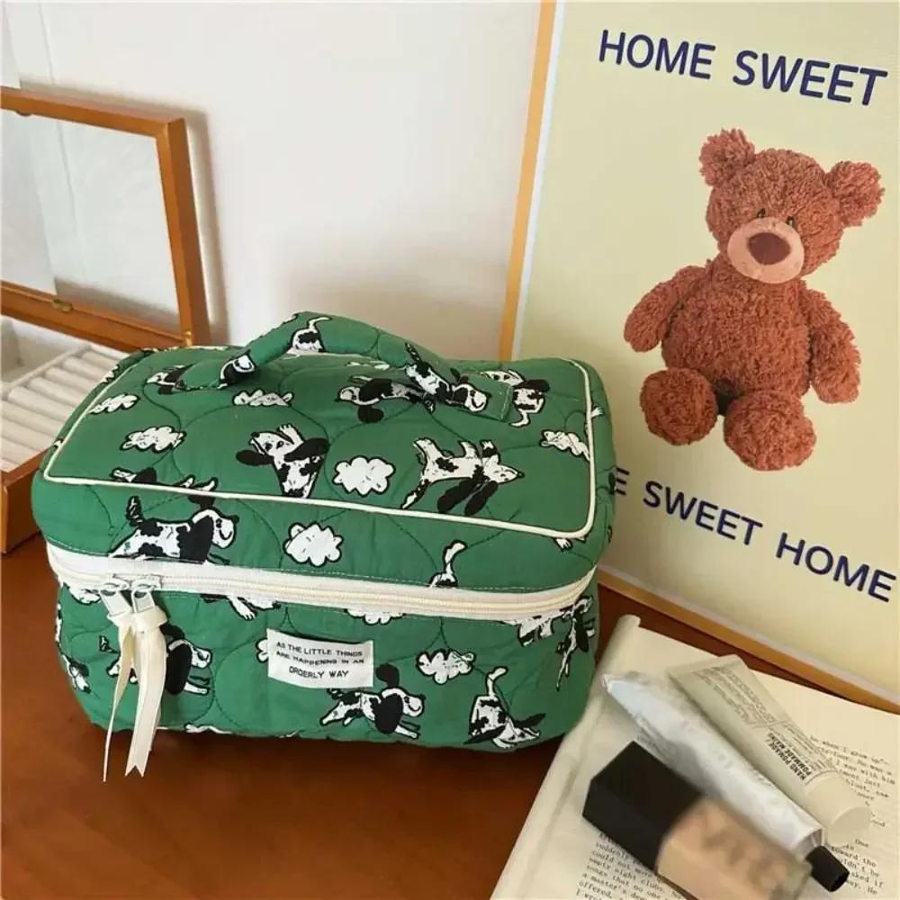 Square Shape Large Capacity Handbag Fashion PU PU Leather Makeup Bag Portable Handheld Toiletries Bag
