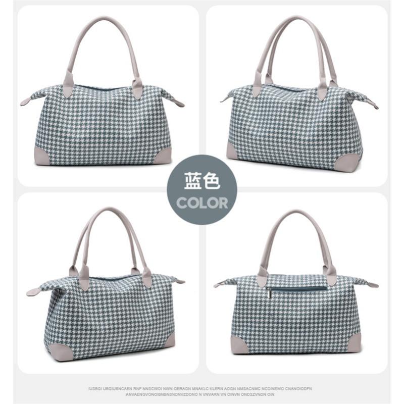 

New travel bag tote bag fresh plaid female college student backpack travel bag синий