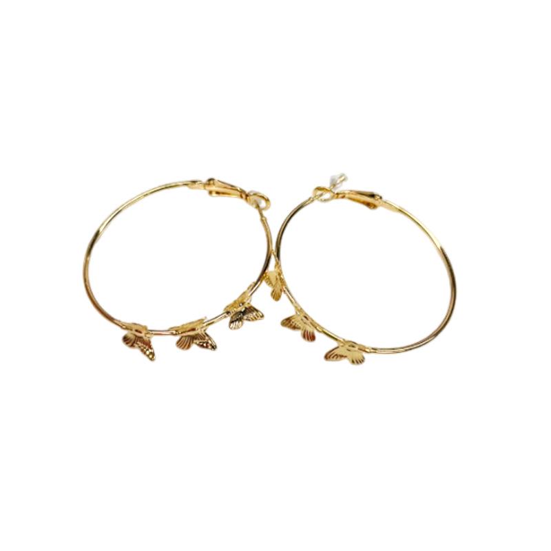 Silver Needle Metal Butterfly Hoop Earrings - Fashionable, Cool, Spicy Girl Style, Versatile, Sweet.