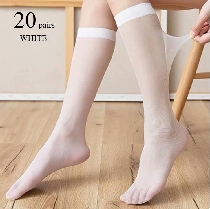 5/10/20 Pairs Women Ultra-Thin Nylon Stockings Transparent Elasticity Ladies Knee Socks Summer Long Socks For Girls Stocking