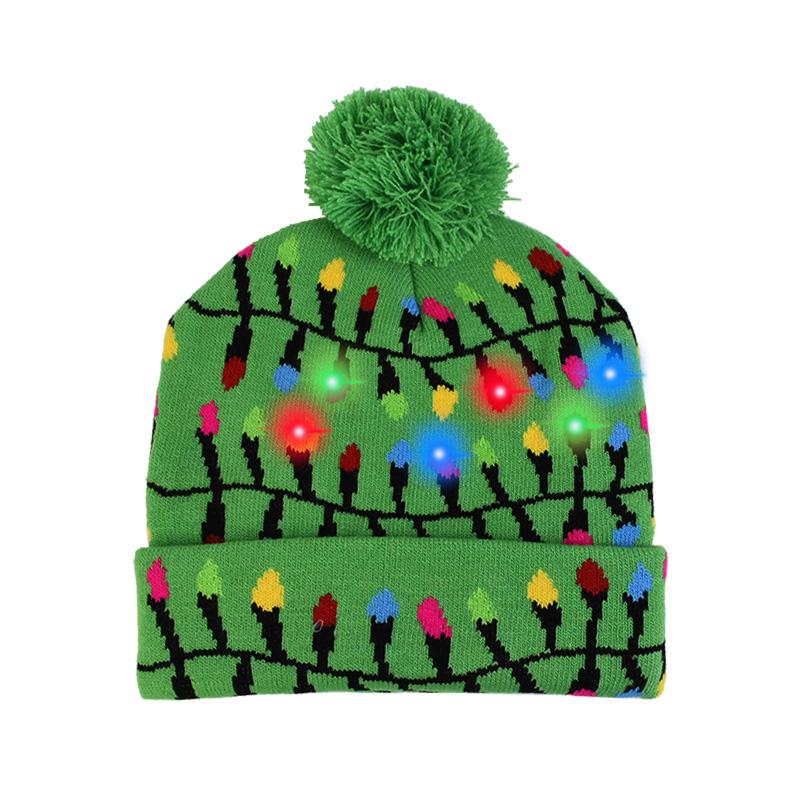 LED Christmas Hat Sweater Knitted Beanie Christmas Light Up Knitted Hat Christmas Gift for Kids Xmas 2024 New Year Decorations