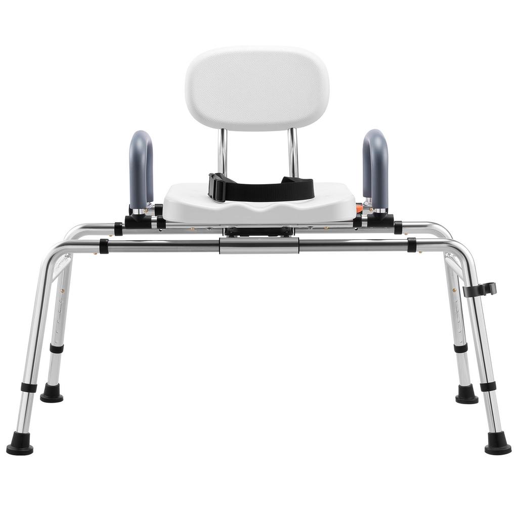 VEVOR Sliding Shower Chair, 180 kg Tub Transfer Bench for Bathtub with Swivel Seat, Shower Bench with Pivoting Arms and Backrest