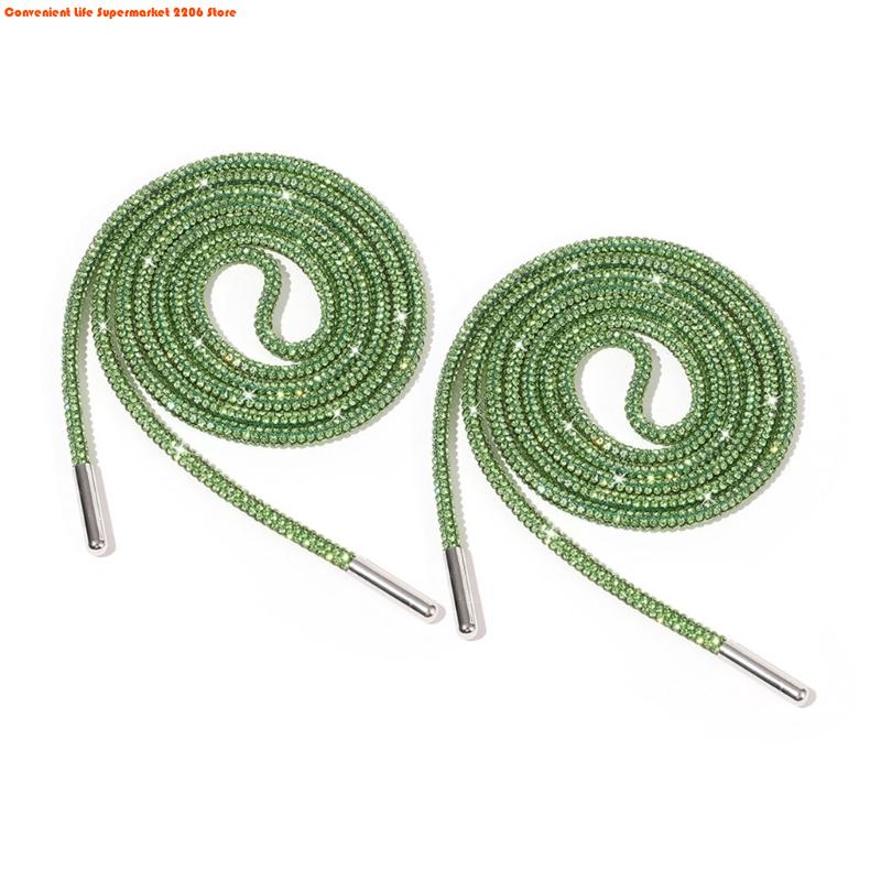 2Pcs Rhinestones Shoelaces 140cm Glitter Round Laces Shining Crystal Shoe Lace Strings Drawstring Cords Replacement