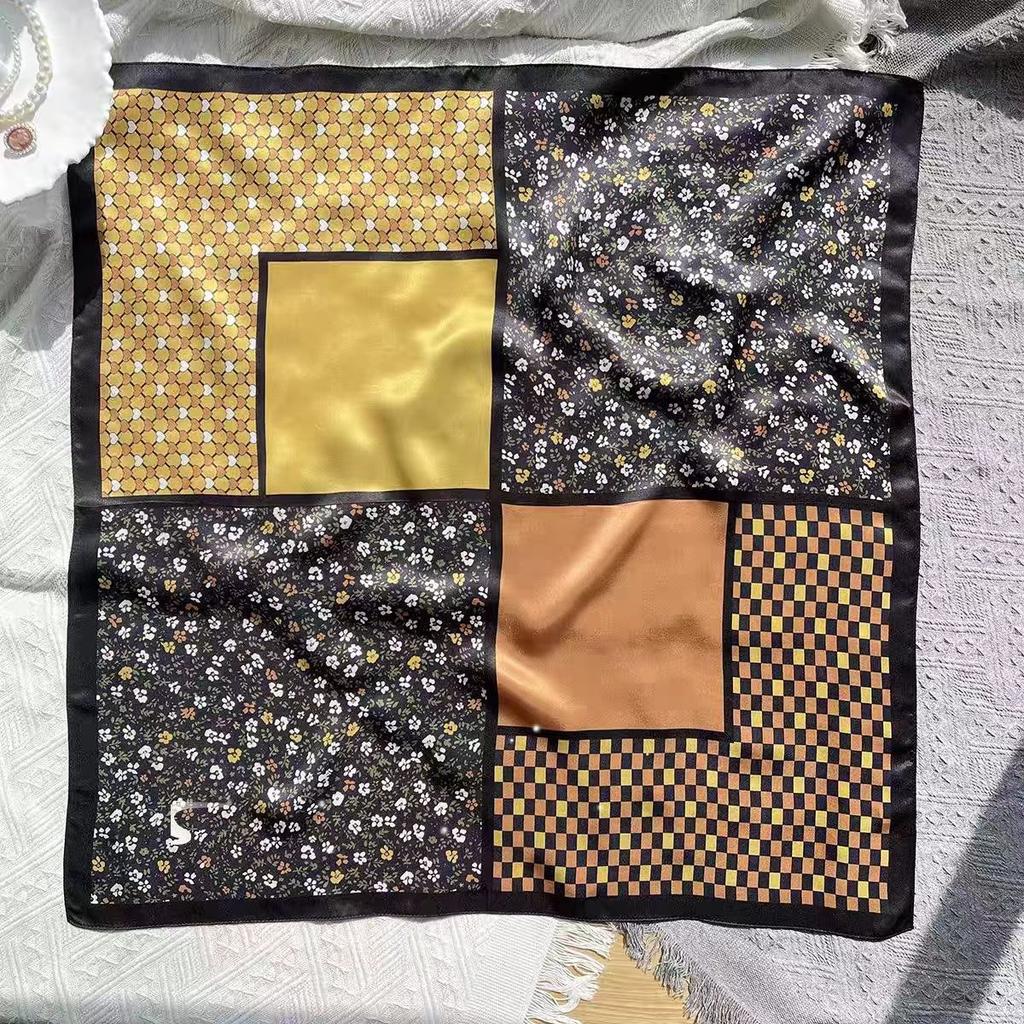 100% Mulberry Silk Plain Crepe Satin Square Scarf High-end Women's Spring, Summer and Autumn Temperament Simple Fashion Silk Scarf Scarf