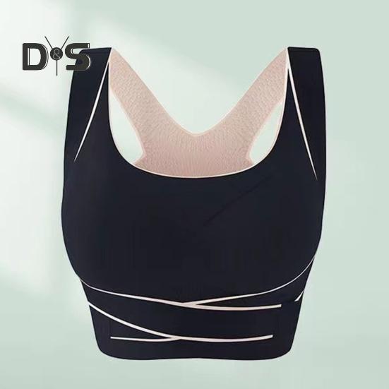 Damen-Sport-BH mit stoßfester Rückenkorrektur, elastischer Push-Up-BH mit Kreuzgurtverschluss, weich, atmungsaktiv, gepolstert, bügellos, Übergröße
